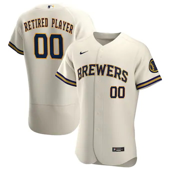 mens nike cream milwaukee brewers home pick a player retire